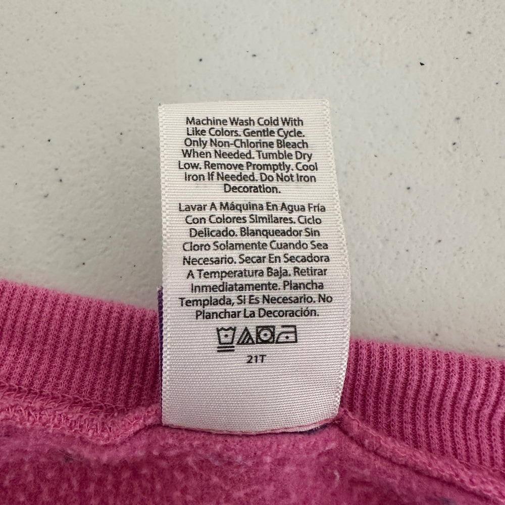 Disney‎ Stitch Ohana Pink Graphic Pullover Sweatshirt Medium Youth Kids - Picture 7 of 9